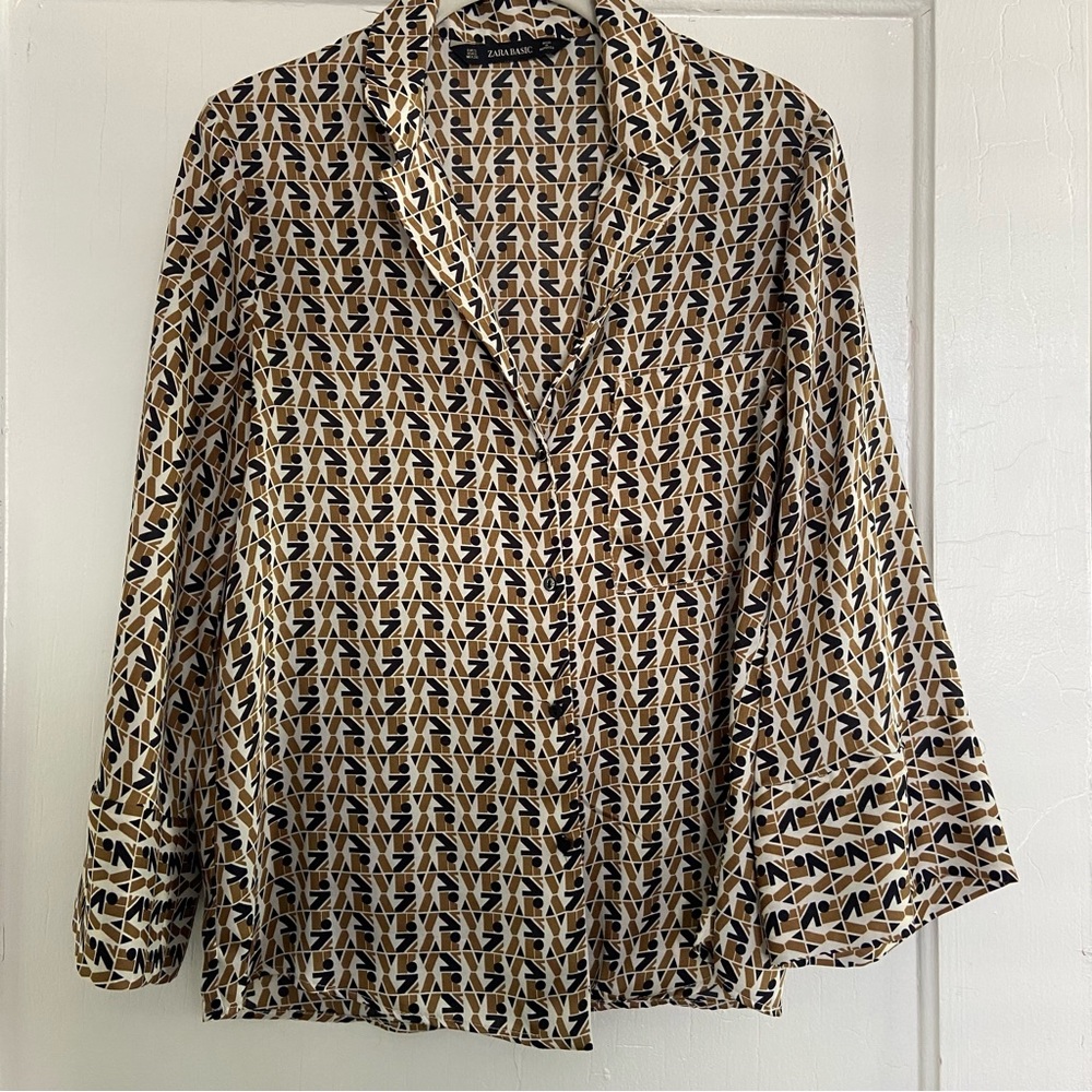 ZARA Button-up Silky Top